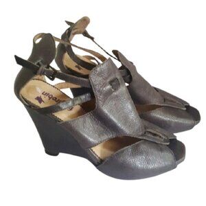 FarylRobin for Anthropologie peep toes cut out wedge heels sandals